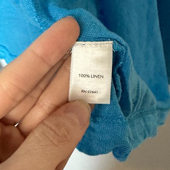 J. Jill 100% Linen Cardigan Womens Medium Open Front Blue Long Sleeve Minimalist - Picture 9 of 11